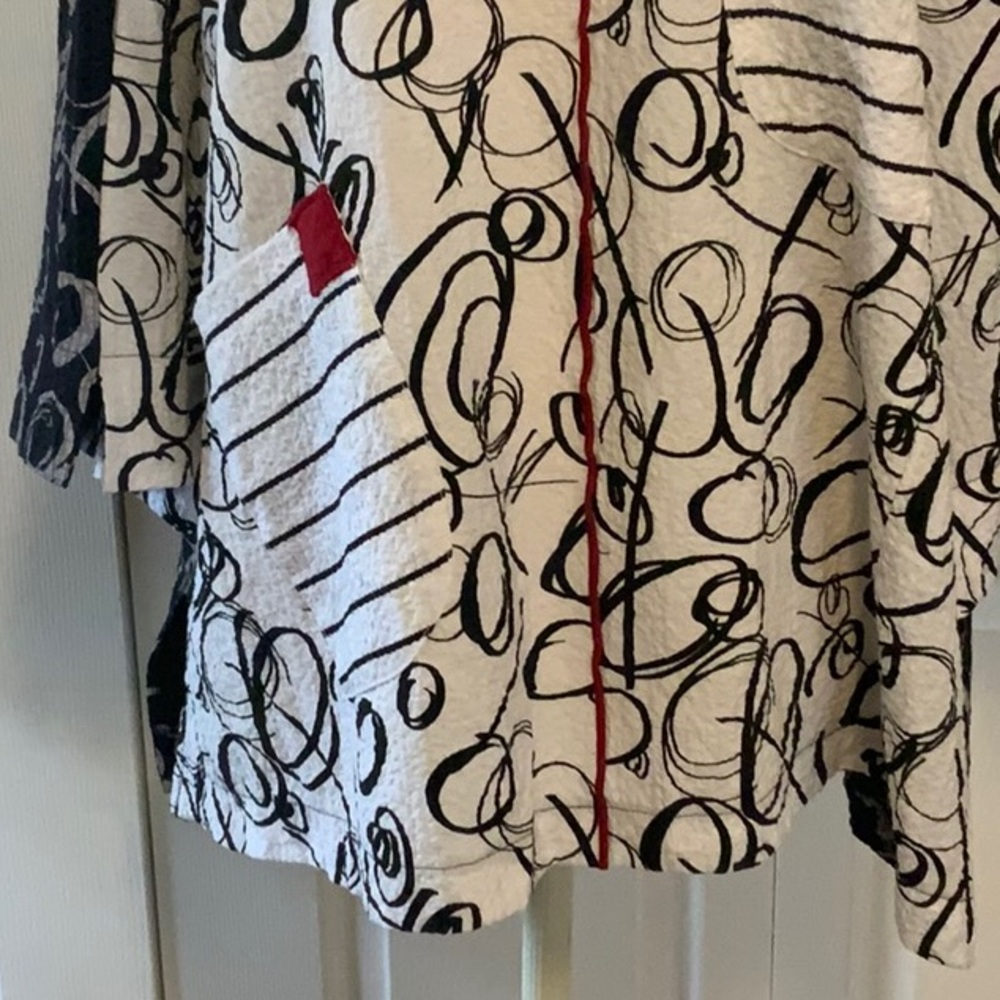 Moonlight by Y&S Tunic Top- OS- Black/Wht/Red- 2 Pocket - Picture 3 of 9